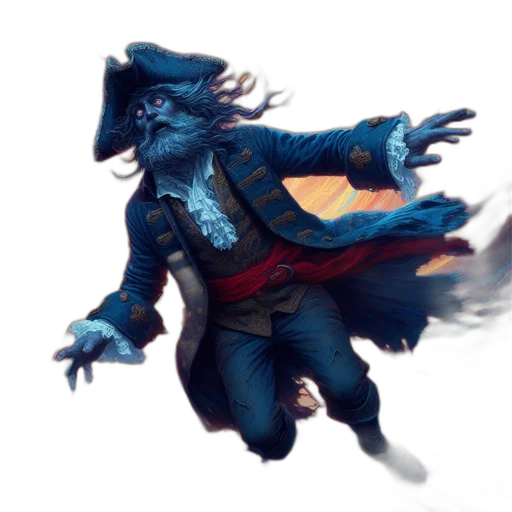 jacket, mask, staff, creature, concept art, fantasy art, comic book art, watercolor transparent PNG cut-out