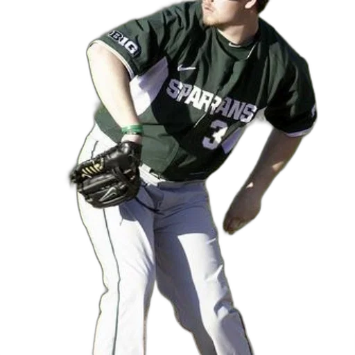 photorealistic, cartoon, baseball, player, wearing, green, jersey, word transparent PNG cut-out