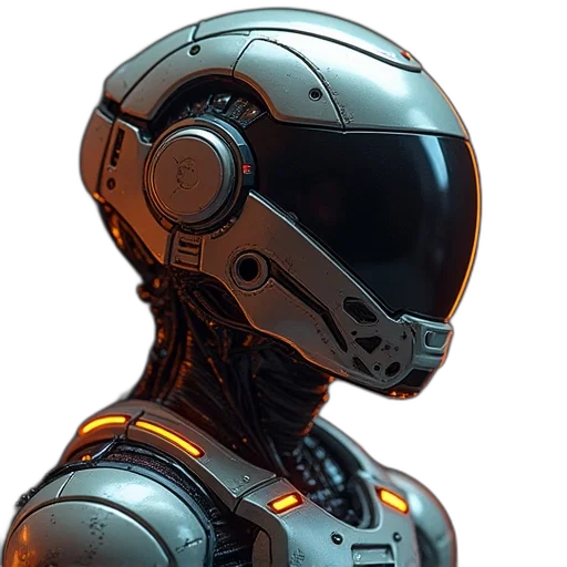robot, face, concept art, 3d render transparent PNG cut-out