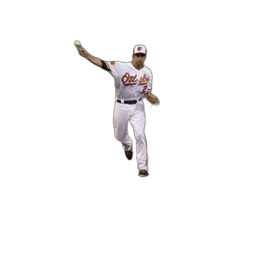 pixel art, baseball, player, orioles, uniform, throws, ball, another transparent PNG cut-out