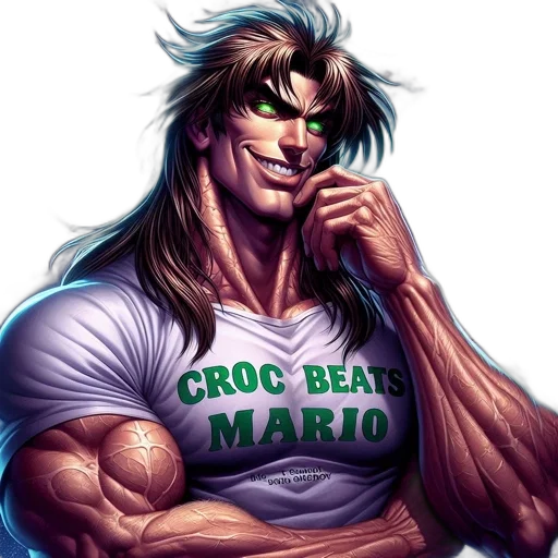 vaporwave, comic book art, pixel art, fantasy art, green, muscular, character, eyes transparent PNG cut-out