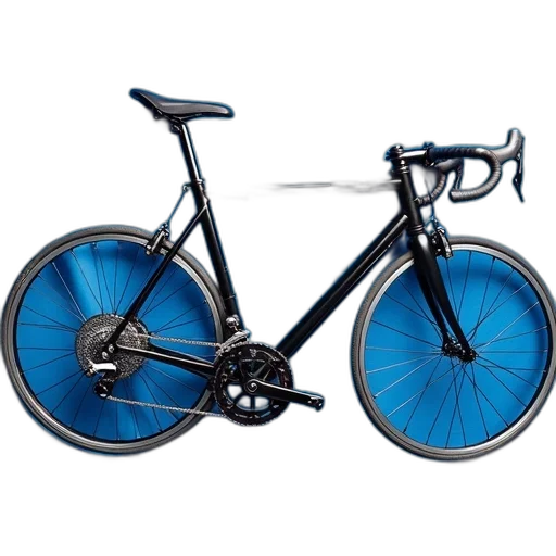 3d render, photorealistic, black, metal, bicycle, frame, lying, blue transparent PNG cut-out