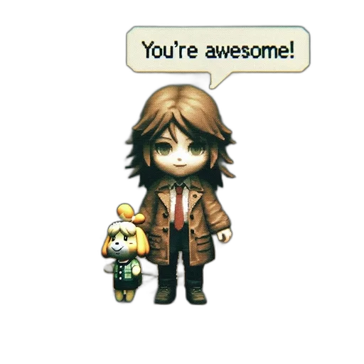 staff, pixel art, concept art, earth tones, golden, two, animated, characters transparent PNG cut-out
