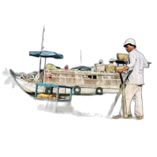staff, concept art, watercolor, photorealistic, oil painting, man, paddles, boat transparent PNG cut-out