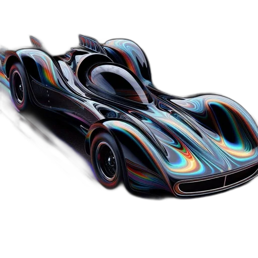 car, concept art, 3d render, photorealistic, futuristic, rainbow-like, iridescent, finish transparent PNG cut-out