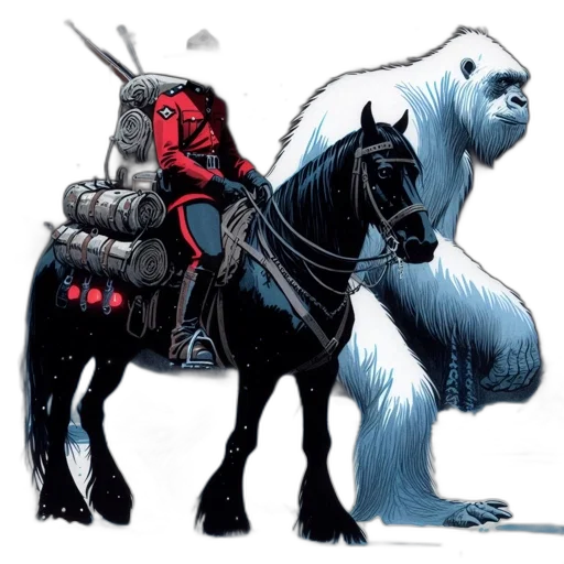 concept art, comic book art, fantasy art, yeti, walks, through, snowy, forest transparent PNG cut-out