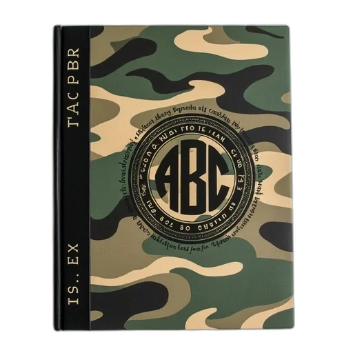 closed, notebook, camouflage, pattern, cover, has, black, spine transparent PNG cut-out