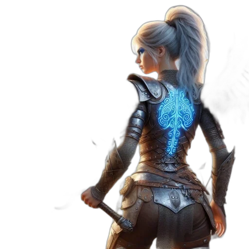 jacket, concept art, fantasy art, comic book art, 3d render, blue, dark, female transparent PNG cut-out