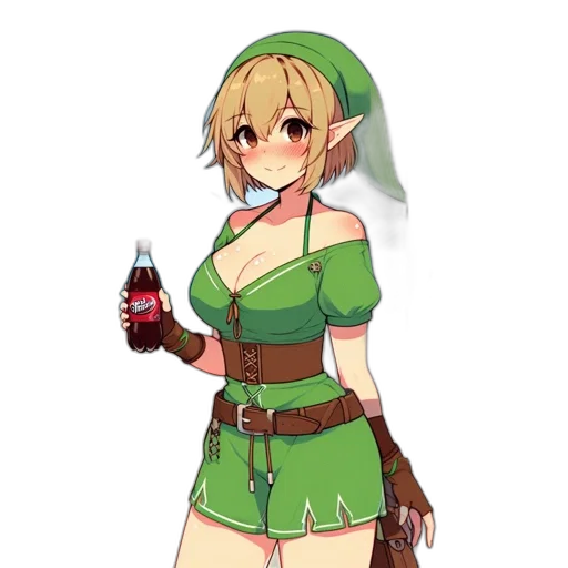 bottle, dress, staff, weapon, pixel art, concept art, fantasy art, anime transparent PNG cut-out