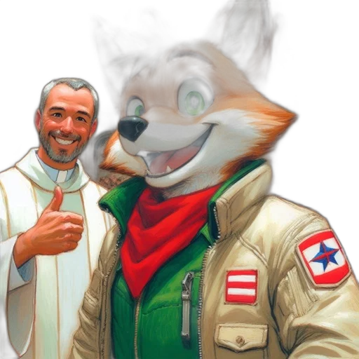 jacket, staff, animal, weapon, concept art, comic book art, cartoon, pixel art transparent PNG cut-out