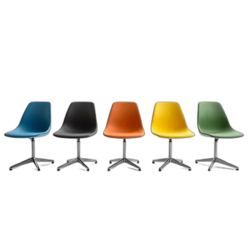 furniture, 3d render, colorful, row, six, modern, chairs, different transparent PNG cut-out