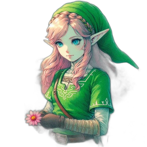 staff, flower, face, mask, pixel art, fantasy art, concept art, watercolor transparent PNG cut-out
