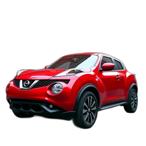 car, 3d render, photorealistic, red, nissan, juke, sale transparent PNG cut-out