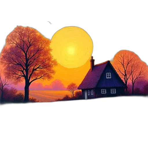 building, umbrella, watercolor, concept art, photorealistic, oil painting, sunset, fog transparent PNG cut-out