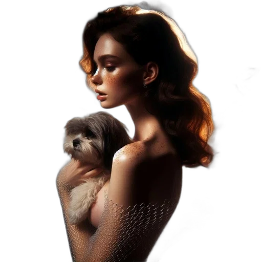 dress, animal, jewelry, hair, photorealistic, fantasy art, concept art, pixel art transparent PNG cut-out
