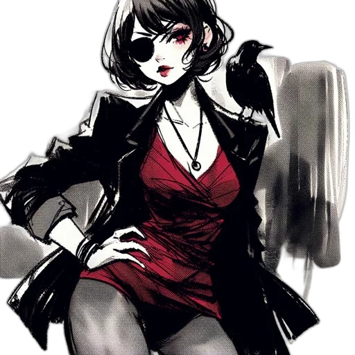 dress, jacket, staff, face, comic book art, concept art, watercolor, cartoon transparent PNG cut-out