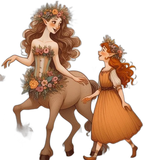 dress, concept art, fantasy art, cartoon, forest, earth tones, golden, setting transparent PNG cut-out