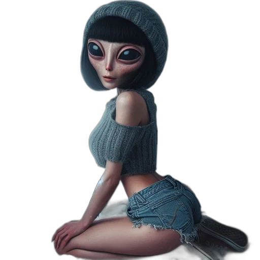 dress, hat, creature, robot, concept art, fantasy art, 3d render, cartoon transparent PNG cut-out