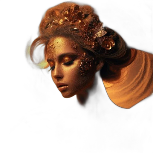 hair, mask, crown, face, fantasy art, concept art, photorealistic, 3d render transparent PNG cut-out