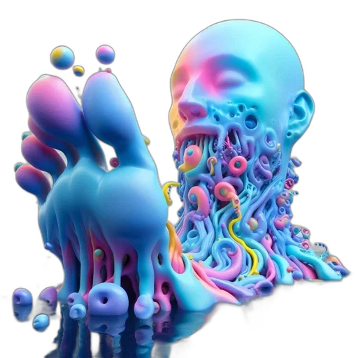 mask, creature, face, robot, 3d render, concept art, vaporwave, photorealistic transparent PNG cut-out
