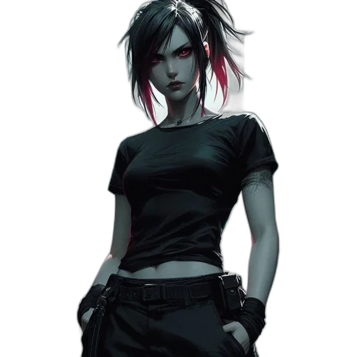staff, concept art, comic book art, cyberpunk, fantasy art, dark, monochrome, red transparent PNG cut-out