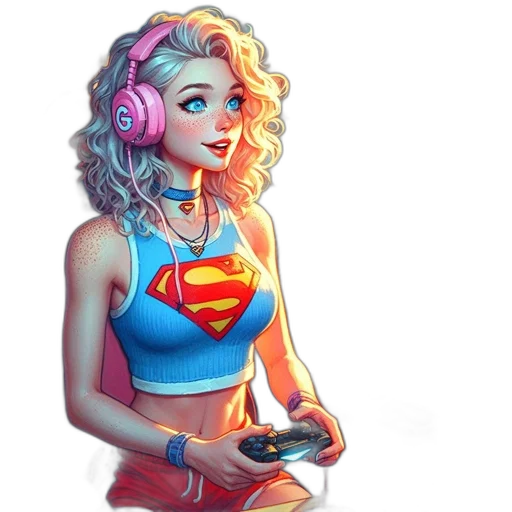 comic book art, concept art, fantasy art, pixel art, neon lights, neon, colorful, young transparent PNG cut-out