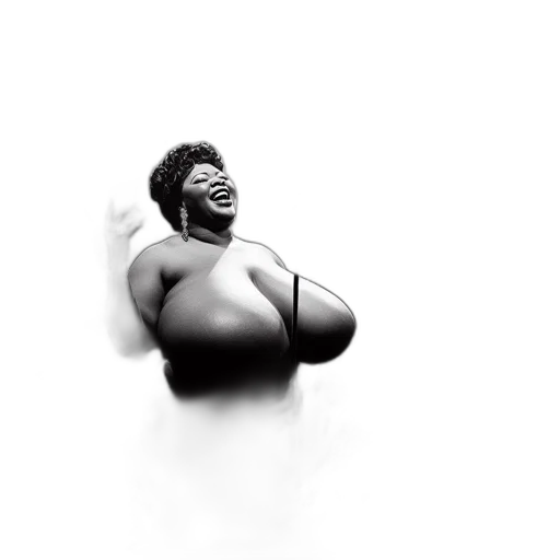dress, photorealistic, 3d render, concept art, overweight, woman, sings, passionately transparent PNG cut-out