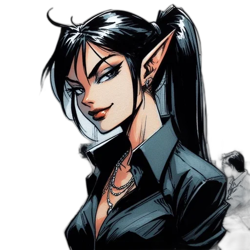 staff, comic book art, fantasy art, concept art, cartoon, dark, animated, elf-like transparent PNG cut-out