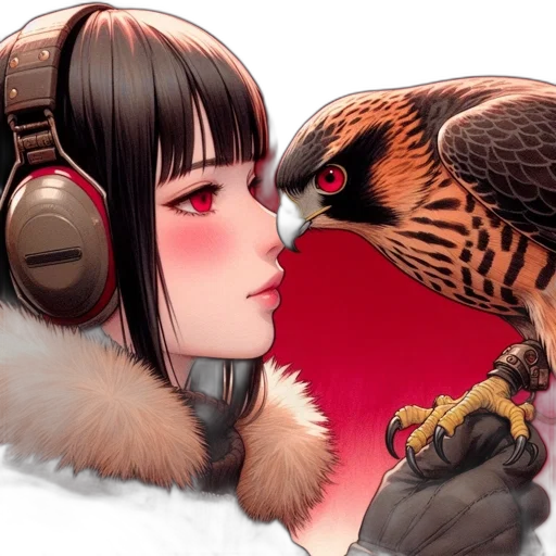 animal, fantasy art, concept art, anime, comic book art, snow, red, young transparent PNG cut-out