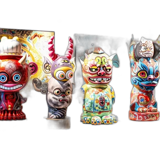mask, concept art, colorful, whimsical, sculptures, exaggerated, features, patterns transparent PNG cut-out