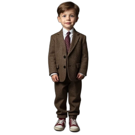 jacket, photorealistic, earth tones, young, boy, tweed, suit, tie transparent PNG cut-out