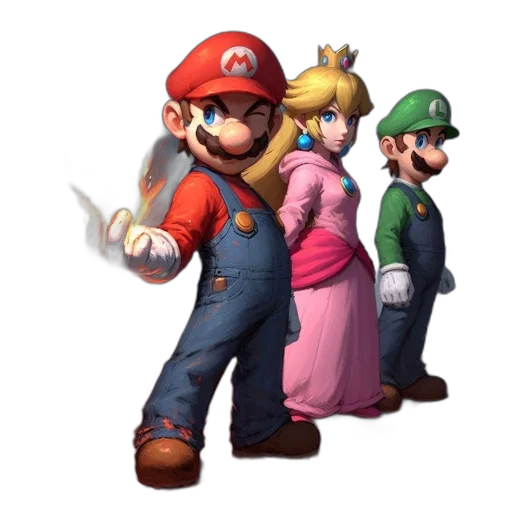 dress, crown, staff, concept art, 3d render, pixel art, mario, princess transparent PNG cut-out
