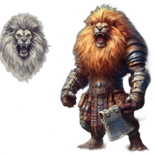 animal, concept art, fantasy art, 3d render, photorealistic, two, versions, mythical transparent PNG cut-out