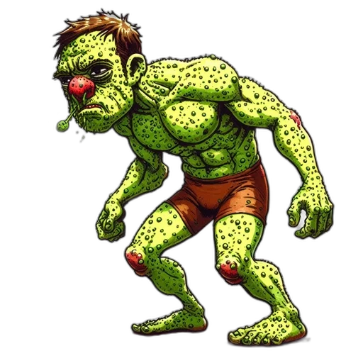 creature, animal, comic book art, concept art, pixel art, anthropomorphic, figure, green transparent PNG cut-out