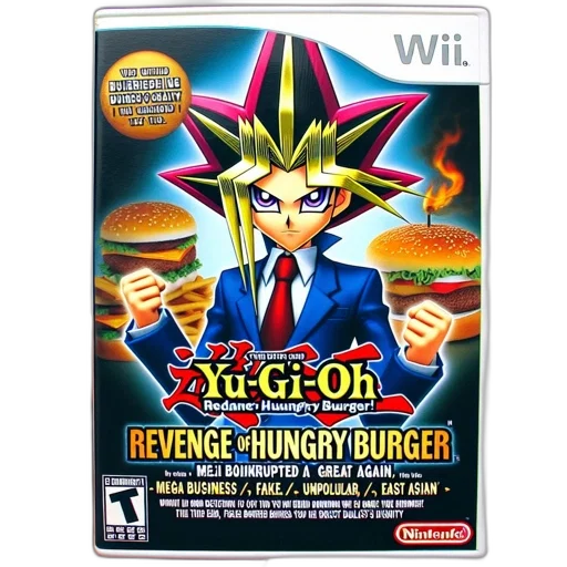 food, pixel art, 3d render, parody, yu-gi-oh, revenge, hungry, burger transparent PNG cut-out