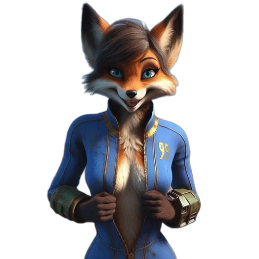 staff, jacket, animal, concept art, fantasy art, 3d render, pixel art, blue transparent PNG cut-out