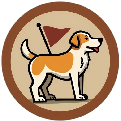 staff, animal, cartoon, concept art, pixel art, stylized, illustration, dog transparent PNG cut-out