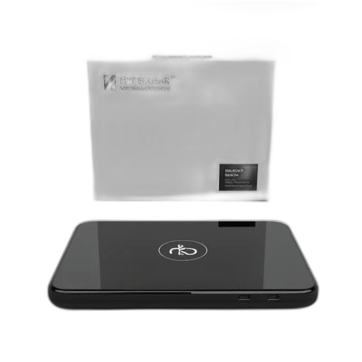black, wireless, charging, pad, hypergear, logo, displayed, front transparent PNG cut-out