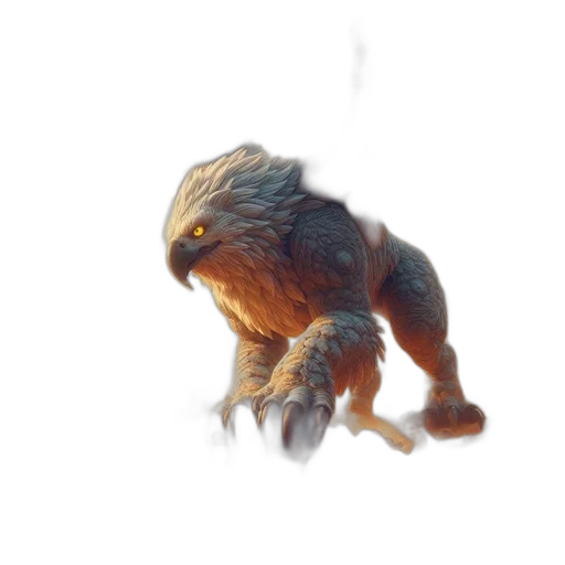 creature, animal, dragon, hair, 3d render, photorealistic, concept art, watercolor transparent PNG cut-out