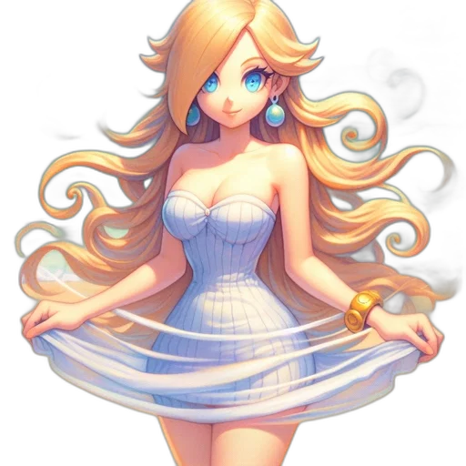 dress, staff, hair, pixel art, concept art, fantasy art, anime, pastel transparent PNG cut-out