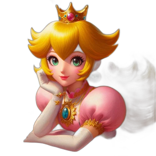 crown, jewelry, concept art, 3d render, fantasy art, pixel art, princess, peach transparent PNG cut-out