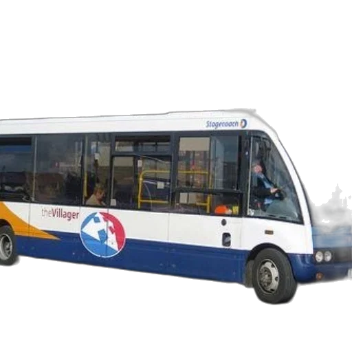 staff, 3d render, photorealistic, concept art, blue, white, bus, villager transparent PNG cut-out