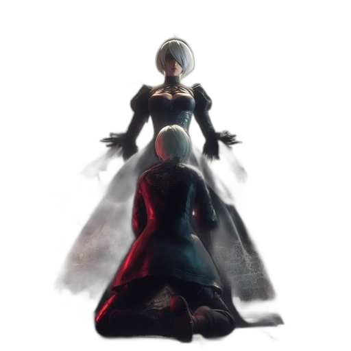dress, sword, robot, crown, concept art, 3d render, fantasy art, comic book art transparent PNG cut-out