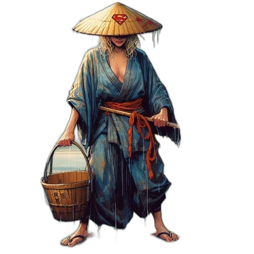 umbrella, staff, hat, concept art, fantasy art, pixel art, photorealistic, rain transparent PNG cut-out