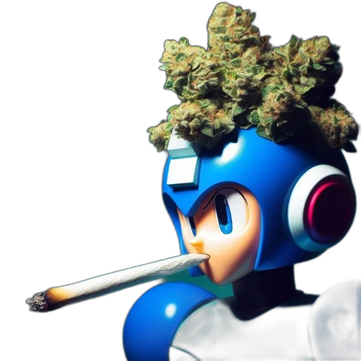 robot, 3d render, concept art, vaporwave, cartoon, blue, mega, man transparent PNG cut-out