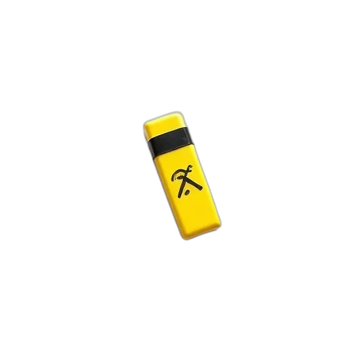 bottle, staff, weapon, umbrella, 3d render, yellow, black, striped transparent PNG cut-out