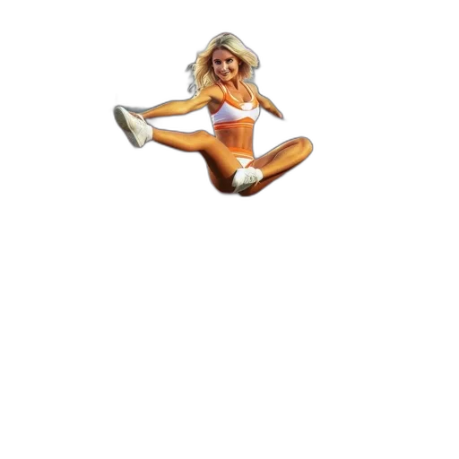 creature, staff, shoes, 3d render, pixel art, photorealistic, cheerleader, lifted transparent PNG cut-out