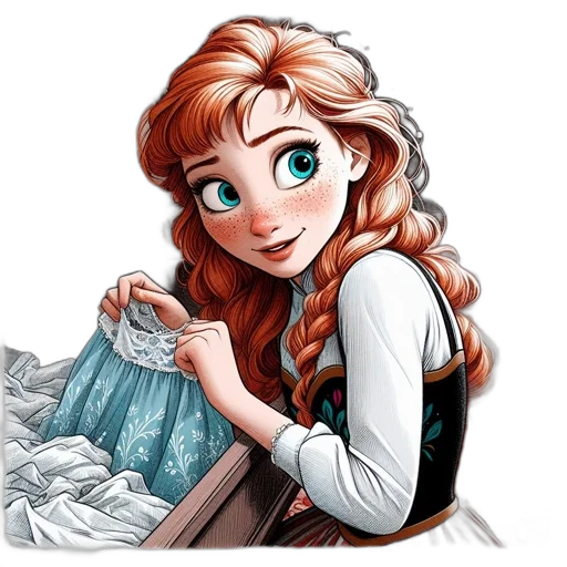 dress, face, jewelry, staff, cartoon, fantasy art, comic book art, concept art transparent PNG cut-out
