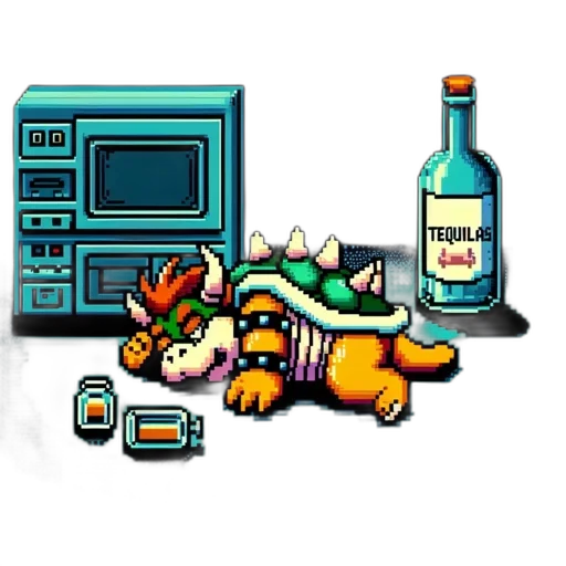 bottle, animal, food, pixel art, vaporwave, concept art, cyberpunk, colorful transparent PNG cut-out