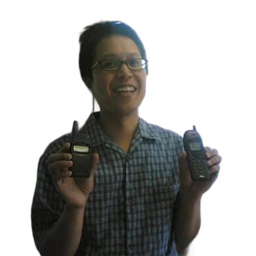 bottle, person, wearing, glasses, holds, two, old, cell transparent PNG cut-out